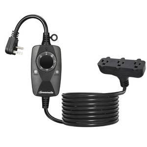 lot 6462 image: DEWENWILS Light Timer Outdoor Weatherproof with 12 FT Extension Cord, Photocell Timer Switch with 3 Grounded Outlets for Landscape Light, String Lights, UL Listed