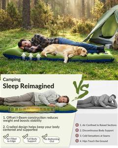 lot 6463 image: NINTYNINE Camping Sleeping Pad, 5.9 Extra-Thick Reinforced Camping Mat with Built-in Pillow & Foot Pump, Ultralight Compact Inflating Camping Air Mattress for Backpacking Hiking Travel Tent Beach