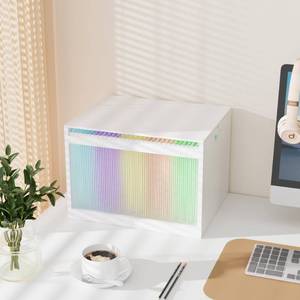 lot 11800 image: LONTAI White Bamboo Acrylic File Box with Hanging Folders, LetterLegal Size, Dustproof, Home Office File Organizer