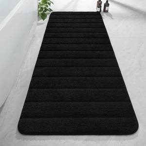 lot 11801 image: AROGAN Luxury Long Bathroom Runner Rugs, Thick Soft and Absorbent Microfiber Non Slip Bath Mat, Rubber Backing Striped Rug Carpets, Machine Washable Plush Mats for Bathroom Floor, 24x60 Inch Black