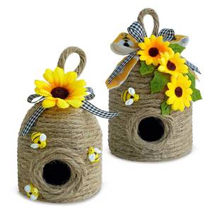 lot 11816 image: Bigger Bee Hive Decor,2 Pack Bumble Bee Rustic Decor,Natural Bee House, Bumble Bee Theme Party Decor Spring Summer Rustic Farmhouse Kitchecn Table Decor, Honeybee Tiered Tray Decor