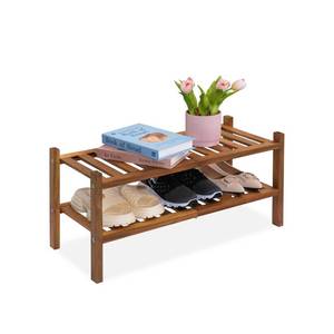 lot 11824 image: VICTORY RELAX Natural Acacia Wood 2-Tier Folding Shoe Rack �� Space-Saving Wooden Shoe Organizer Shelf for Entryway, Hallway, Mudroom, or Closet �� Compact Indoor Storage for Footwear & More