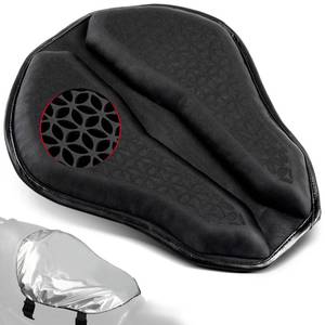lot 11831 image: Amazicha Motorcycle Seat Cushion with Sunshade Cover, Motorcycle Gel Seat Pad Large 3D-Honeycomb Structure TPE Shock Absorption and Breathable for Long Rides