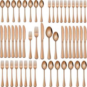 lot 11843 image: Rose Gold 30-Piece Flatware Sets Service For 6,Pink Silverware Set Includes Knife Spoon And Forks Eating Utensils Sets For Kitchen,Metal Cutlery Set Tableware Sets