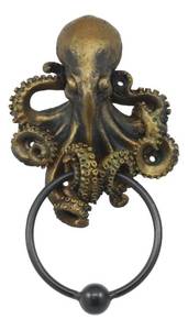 lot 11844 image: Pacific Giftware Nautical Gothic Mythical Sea Monster Deep Ocean Creature Octopus Kraken Cthulhu Decorative Door Knocker Wall Mount Polyresin Figurine 8.5 H