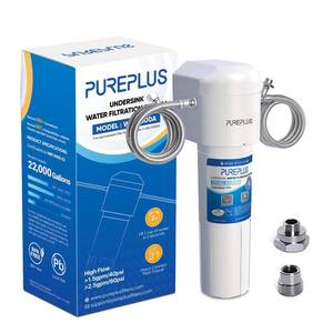 lot 11909 image: PUREPLUS Under Sink Water Filter System, 22000 Gallons, 99.99% Chlorine Reduction, NSFANSI 42 Certified,Removes Heavy Metals,Chlorine, Direct Connect Under Counter Water Filtration System
