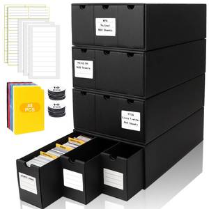 lot 11911 image: QLOUNI Trading Card Storage Box, Includes 12-600 CT Boxes & 48 Card Dividers, 12000 Trading Card Organizer for Collectible Card Games, for TCG, MTG, PTCG, Baseball Cards, with Labels & Tapes