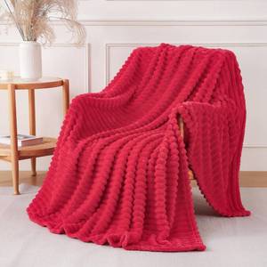 lot 11913 image: YIICKO Cherry Red Throw Blanket for Couch Sofa 50x60 inches Striped Fleece Blankets Room Home Decor Lightweight Plush Soft Cozy Gifts for Women Mom Girls