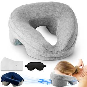 lot 11917 image: VVB Face Down Pillow for Massage Table, Massage Headrest for Bed, Stomach Sleeping Pillow with Face Cradle Pad, BBL Pillows After Post Eye Surgery Recovery, Massage Pillow with Removable Cover Grey