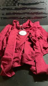 lot 12025 image: Anrabess Red Casual Elastic Waist Pants And Long Sleeve Shirt