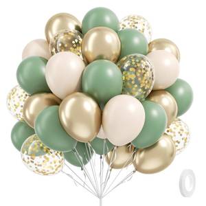 lot 12029 image: Sage green Balloons, 60pcs 12inch Sage green Sand White Metallic Gold Confetti Balloons for Boho Birthday Wedding Bridal Baby Shower Engagement Party Decorations