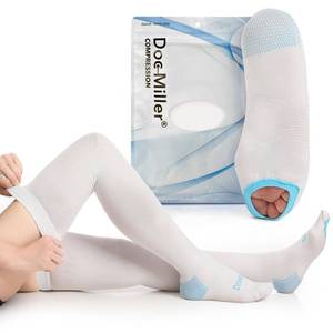 lot 12030 image: Doc Miller TED Hose Thigh High Anti Embolism Stockings for Women & Men, Hospital Style Surgical Stockings, Plus Size White Compression Socks 15-20mmHg, Support Hose with Inspection Hole (4XL)