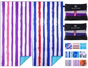 lot 12036 image: 2 Pack Microfiber Oversized Lightweight Beach Towel 71x32 XL Extra Large Thin Sand Free Towels Travel Swim Pool Yoga Gym Camping for Adults Women Men Beach Essentials Accessories Vacation Gift