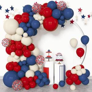 lot 12040 image: Amandir 153Pcs Red White Blue Balloon Arch Kit, Different Sizes 18 12 10 5 Inch Navy Blue Dark Ruby Red Memorial Day 4th of July Balloons Patriotic Graduation Independence Veterans Day Decorations