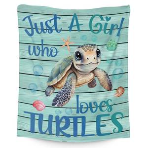 lot 12045 image: Sea Turtle Blanket - Soft, Fuzzy & Warm - 60x80 Twin Size Blanket for Bed, Couch & Living Room - Blue Cute Throw Gifts for Adults, Kids