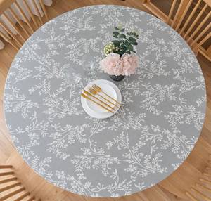 lot 12049 image: Pioggia Round Vinyl Fitted Tablecloth with Flannel Backing Elastic Table Cloth Waterproof Oil-Proof Plastic Table Cover Best for 37-44 Round