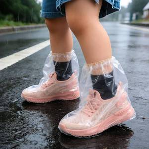 lot 12053 image: 20PCS (10 Pairs) Kids Waterproof Shoe Covers for Rain, Non-Slip Disposable Plastic Shoe Ponchos Boot Covers Waterproof, Clear Heavy Duty Rain Shoe Covers for Men and Women