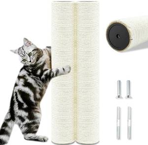 lot 12069 image: SIYIPURR Cat Scratching Post Replacement Pole, 2 PCS 15.7in Cat Tree Replacement Post, Natural Sisal Cat Tree Replacement Parts with M8 Screws, Cat Scratch Post for Refurbishment (15.7in40cm)