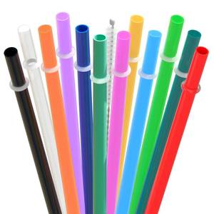 lot 12070 image: 7 Plain Color Reusable Plastic Replacement Drinking Straws for Short Mini Mason Jar,Tumblers, Set of 12 Pcs Straws with Cleaning Brush (7inch,12color)