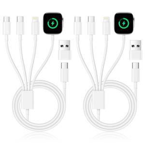 lot 12078 image: 4 in 2 Multi Charging Cable for Apple Watch Charger Cable, Wireless iPhone iWatch Charger USB C iWatch Charge Fast Charging with USB CLightningMicro Cord for Apple Watch UltraSE98,iPhone 1514 (Only One)