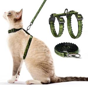 lot 12085 image: Cat Harness and Leash Set - Escape Proof Adjustable Cat Harness, Comfortable Soft Lightweight, Use Safe & Easy, Walking Travel Kitten Harness for Small Medium Large Cats (Green Growling Crocodile)