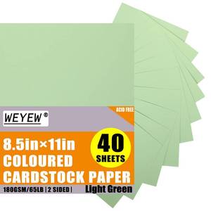 lot 12112 image: Light Green Cardstock 8.5 x 11 Thick Paper, 40 Sheets 65 LB180 GSM, Cardstock Printer Paper for Invitations, Menus, Wedding, DIY Cards, Kids School Supplies