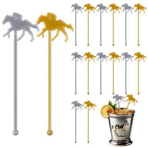 lot 12114 image: 30 Pcs 6 Inch Derby Drink Plastic Stirrers Swizzle Sticks for Cocktails Coffee Reusable Horse Racing Drink Stirrers for Derby Decorations Coffee Beverage Party Bar (Gold,Silver)