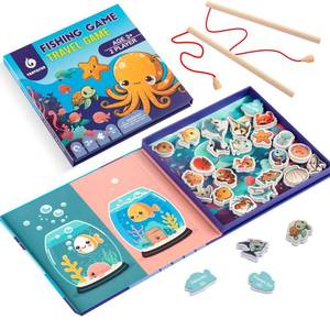 lot 12118 image: TRAVOFUN Magnetic Fishing Game Book for Kids Ages 3-8, Travel Toys for Toddlers 3-5, Road Trip and Airplane Activities, Quiet Portable Car Ride Toy with 2 Poles and 27 Ocean Fish
