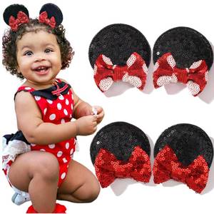 lot 12120 image: Ayesha Mouse Ears Hair Clips Mouse Ears for Toddler Girls Sequin Mouse Bows Barrettes Hair Accessories for Baby Girls Toddler Kids Costume Party 4PCS