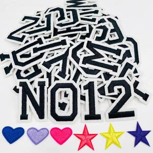 lot 12127 image: Jongdari Iron On Letters and Numbers Patches for Clothing, 2 Embroidery Alphabet Letterman Jacket Patche A-Z & 0-9 Applique for Backpack & Fabric (Black 78pcs)