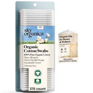 lot 12137 image: Sky Organics - Organic Cotton Swabs, Ultra Soft Tips - Strong & Durable - Hypoallergenic - Chlorine Free - Sustainable - Natural, Vegan & Cruelty Free - Skin Care & Self Care w ebook