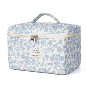 lot 12139 image: Makeup Bag,Quilted Cosmetic Bags,Large Floral Make Up Bags for Women, Makeup Organize,Flower Travel Toiletry Bag