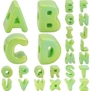 lot 12147 image: 26 Pcs Cute Large Green Letter Beads, 20mm Jumbo Square Acrylic Letter Beads, Big Letter Beads for Bracelets, Necklaces, Bagcharms, Shoelaces, Keychains, Lanyards, Letter Charms for Craft