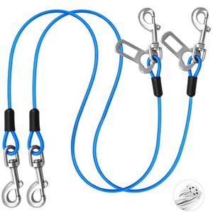 lot 12156 image: HaiYUAN Dog Car Safety Harness,16 Inch40 cm Double Clips Seatbelt Dog Leash��No Chew seat Belts for Dogs��2 Pack Blue��