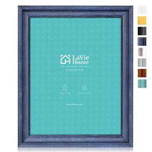 lot 13915 image: LaVie Home 11x14 Picture Frames (1 Pack, Blue) Rustic Photo Frame Set with Plexiglass for Wall Mount Display