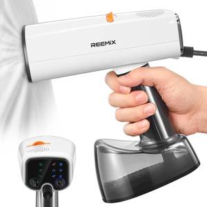 lot 13933 image: Reemix Vacuum Steamer for Clothes, 4500Pa Suction Handheld Clothes Steamer with 3 Adjustable SuctionSteam Levels, LED Display, 440ML Detachable Tank for More Clothes