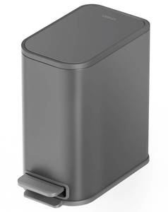 lot 13934 image: Cesun Small Bathroom Trash Can with Lid Soft Close, Step Pedal, 5 Liter  1.3 Gallon Stainless Steel Garbage Can with Removable Inner Bucket, Waste Basket for Bathroom, Bedroom (Gray)