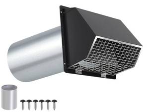 lot 13947 image: 4Inch Dryer Vent Cover Outside,Hooded Wall Vent with Screen and Damper,Exterior Exhaust Vent Cover Cap Outdoor Dryer Vent for 4Inch Pipe,Laundry,Bathroom Exhaust Fan&Air Exhaust,Galvanized Steel,Black