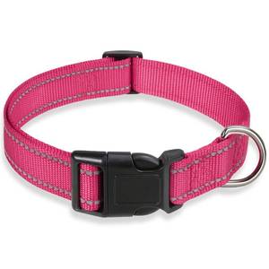 lot 14155 image: Reflective Dog Collar with Buckle Adjustable Safety Nylon Collars for Small Medium Large Dogs, Pink M