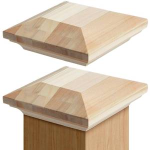 lot 14156 image: Sasylvia 2 Pcs 3 x 3 Wood Newel Post Cap Fence Post Cap for Topper Top Resistant Decking Caps for Indoor Outdoor Fences Decks and Mailboxes Cover