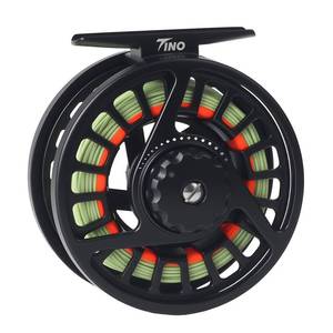 lot 14163 image: Maxcatch Tino Fly Fishing Reel, Large Arbor All Aluminum with CNC Cutting Trout Fly Reels, 34 56 78wt (Reel with Line Pre-Loaded (Black), 56wt)