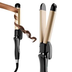 lot 14176 image: Curling Iron, 2 in 1 Hair Straightener and Curler, 1.25 Inch Ceramic Curling Wand with Adjustable Temperature, Dual Voltage for All Hair Types, Anti-Tangle for Long-Lasting Curls and Straight