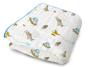 lot 14183 image: ZPECC Muslin Baby Blanket Thicker, 30x40 Organic Cotton Newborn Receiving Quilt Hypoallergenic for Baby Essentials Swaddle Crib Stroller, Spaceship
