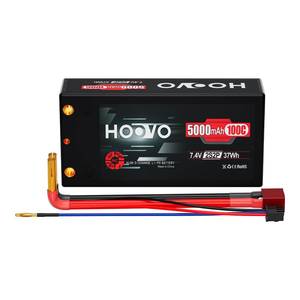 lot 14187 image: HOOVO 2S 7.4V 100C 5000mAh RC Shorty Lipo Battery Hard Case Pack with 4.0mm Bullet T Connector for RC 110 Scale Vehicles Car Trucks Truggy Boat Racing