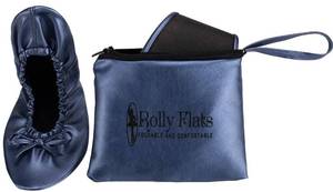 lot 14191 image: Womens Foldable Ballet Flats �� Portable Flat Shoes for Travel and Wedding that Fit in Your Purse (M, Navy Blue)