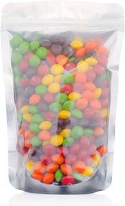 lot 14206 image: 6 x 9 Stand Up Pouch Bags, 100 Pack �� Clear Front & Aluminum Foil Back, Resealable and Heat Sealable Storage Bags for Food, Snacks, Coffee, Candy, and More