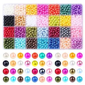lot 14221 image: 1960PCS Pearl Beads, 6mm 28 Colors Multicolor Loose Pearls for Crafts with Holes for Jewelry Making, Small Pearl Filler Beads for Crafting Bracelet Necklace Earrings