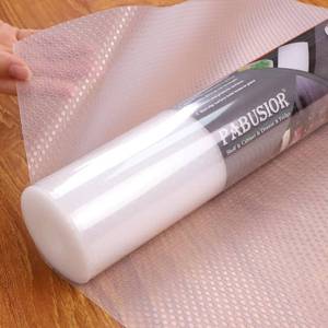 lot 14228 image: PABUSIOR Clear Shelf Liners for Cabinets 15 Inch Wide Easy to Cut Non-Adhesive Bathroom Drawer Protector Paper - Waterproof Kitchen Refrigerator Mat for Cupboard Pantry Shelves 15�120 Inch