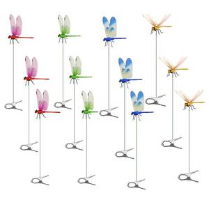 lot 14246 image: 12 Pack Dragonfly Clip,Fake Dragonflies, Humming Bird Stakes Fake, Plastics Dragonfly for Garden Stakes Decor Yard Ornaments for Hat,Deer and Horse,Fly Scare Devices for Indoor Outdoor