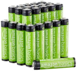 lot 14256 image: Amazon Basics 24-Pack Rechargeable AAA NiMH Batteries, 800 mAh, 1.2V, Low Self-Discharge, Pre-Charged, Recharge up to 1000x Times